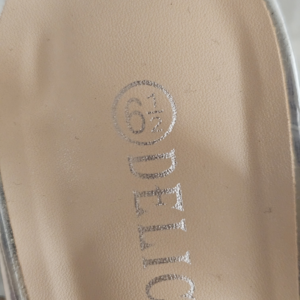 Delicacy Silver Glitter Block Heel Sandals - Picture 6 of 9